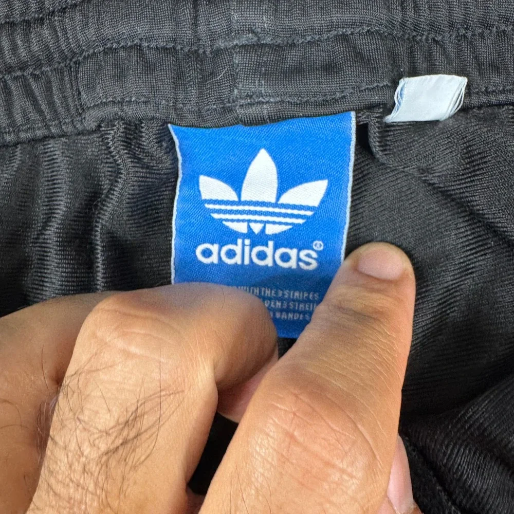 Adidas Track Pants Mens Size L Black 3-Stripe Trefoil Straight Leg Athletic Zip
